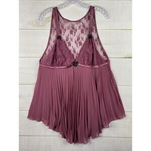 Seductive Wear Cinema Etoile Slip Dress 1X Pink Mauve Babydoll Lingerie Lace